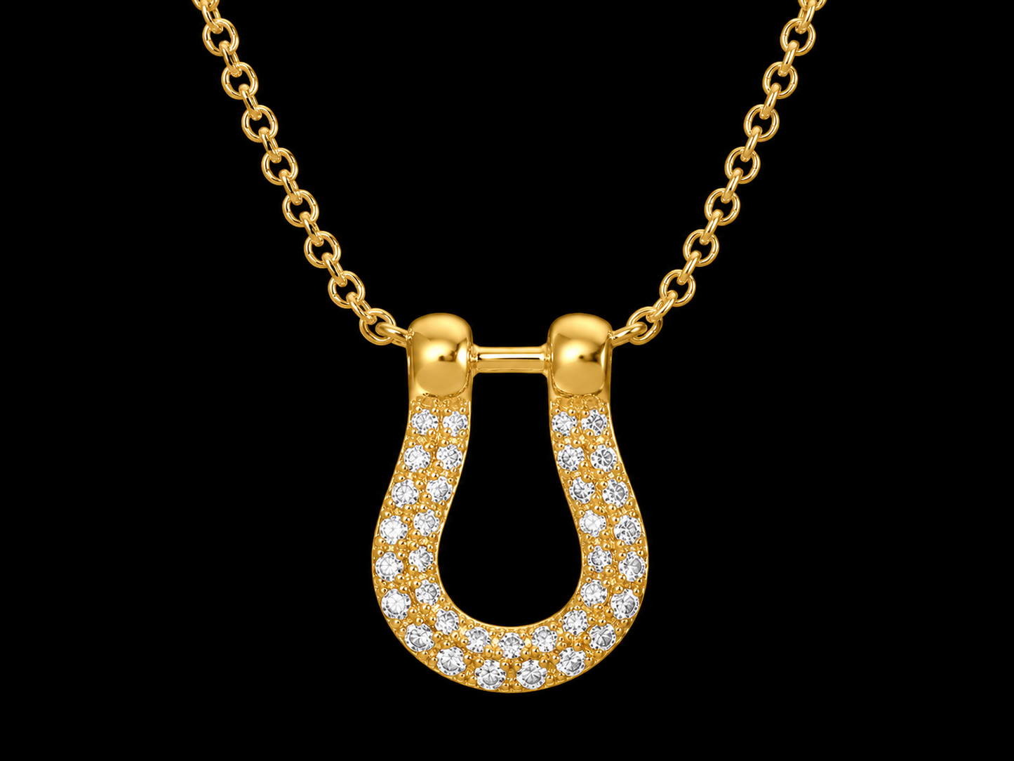 14K Yellow Gold Horseshoe Diamond Necklace