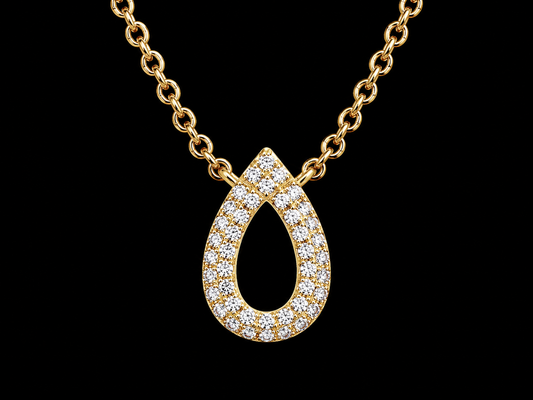 14K Yellow Gold Open Pear Diamond Necklace