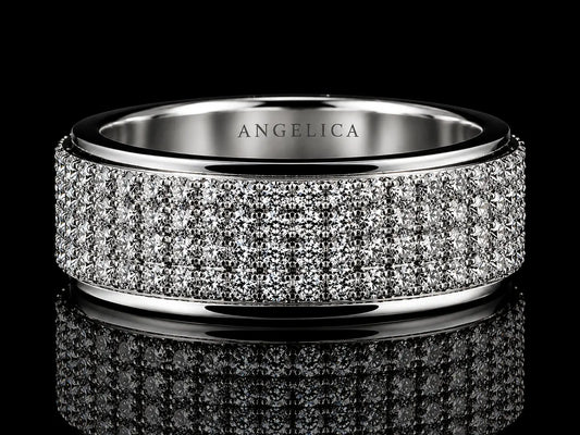 10K White Gold 1.00 CT Diamond Pavé Band – 8.5mm Angelica Jewellers