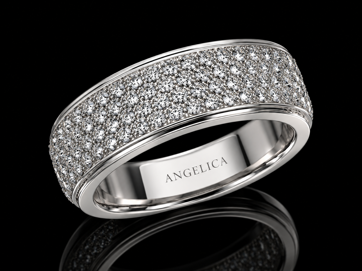 10K White Gold 1.00 CT Diamond Pavé Band – 8.5mm