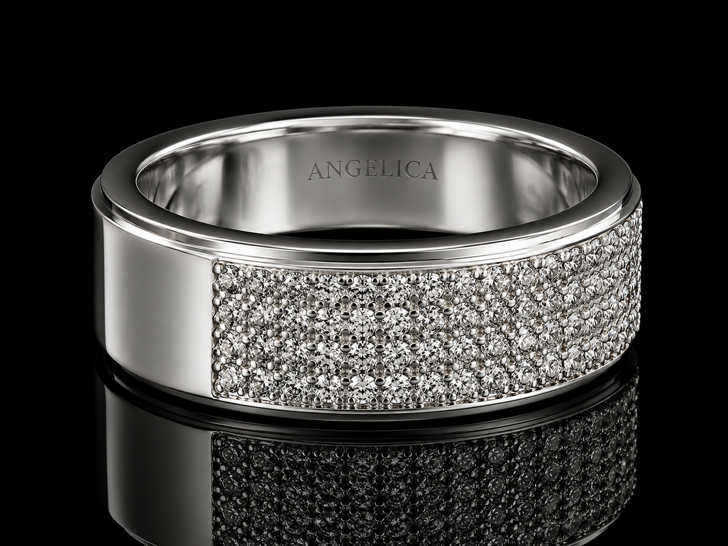 10K White Gold 1.00 CT Diamond Pavé Band – 8.5mm