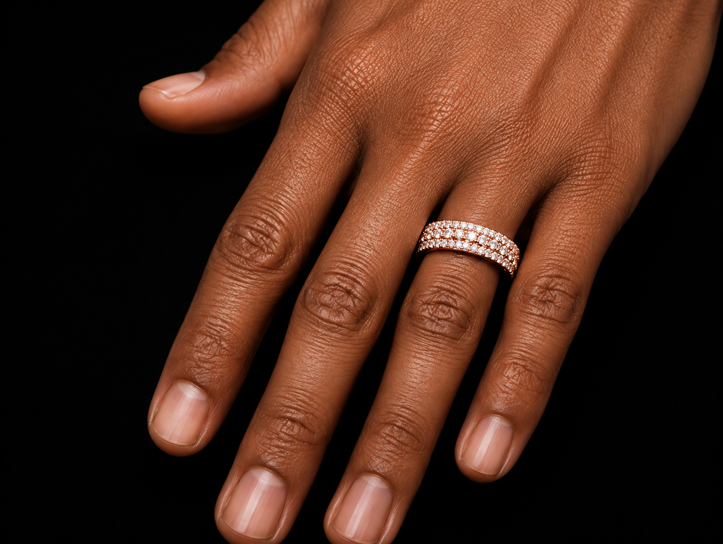 ANNEAU EN OR ROSE 10K 3,75CT DE DIAMANTS EN VVS F+