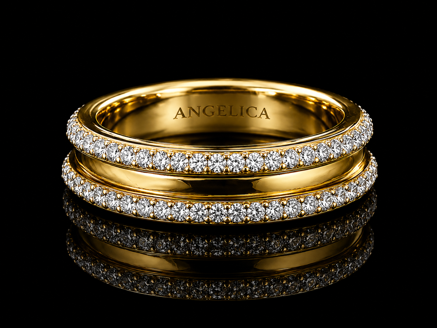 18K Yellow & White Gold Diamond Ring – 0.30 CT VS F-G | Asymmetric Two-Strip Overlay | 5.8 mm
