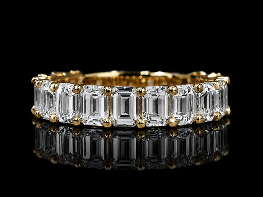 14K Yellow Gold Emerald-Cut White Topaz Semi-Eternity Band – 3.95 CT | 4.3 mm Angelica Jewellers