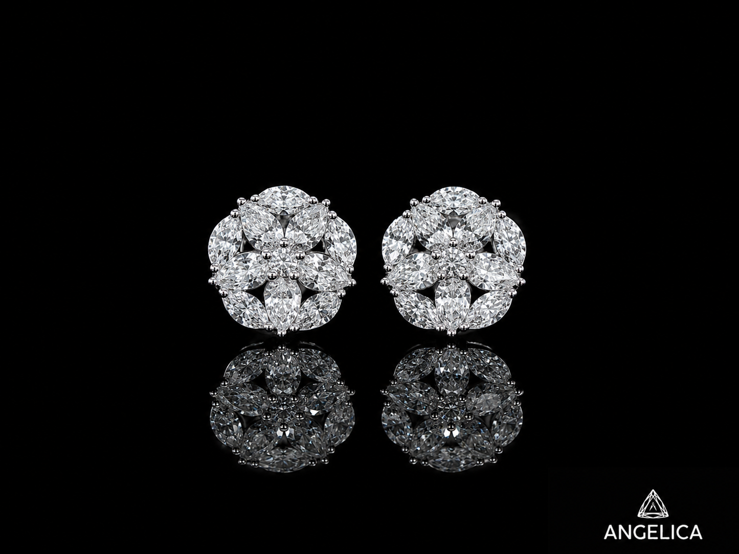 14K WHITE GOLD PEAR SHAPE, MARQUISE & ROUND VVS F+ DIAMOND