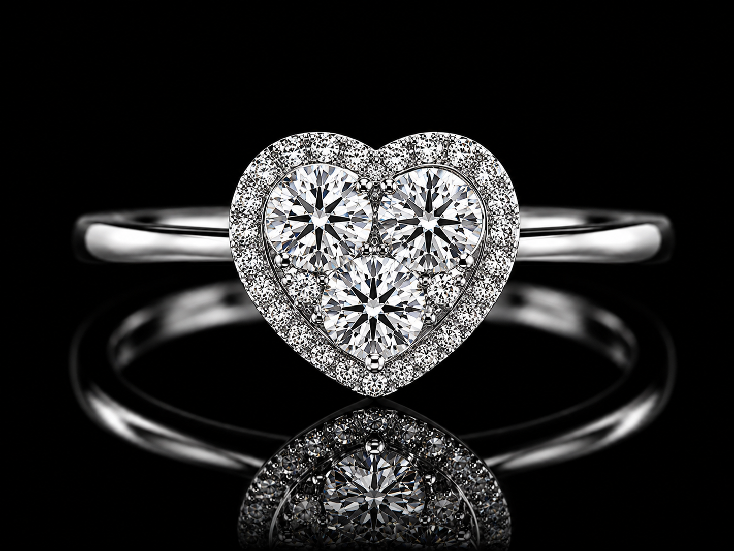 14K White Gold Heart Diamond Ring – 0.39 CT VS F-G