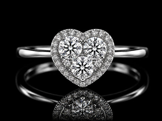 14K White Gold Heart Diamond Ring – 0.39 CT VS F-G Angelica Jewellers