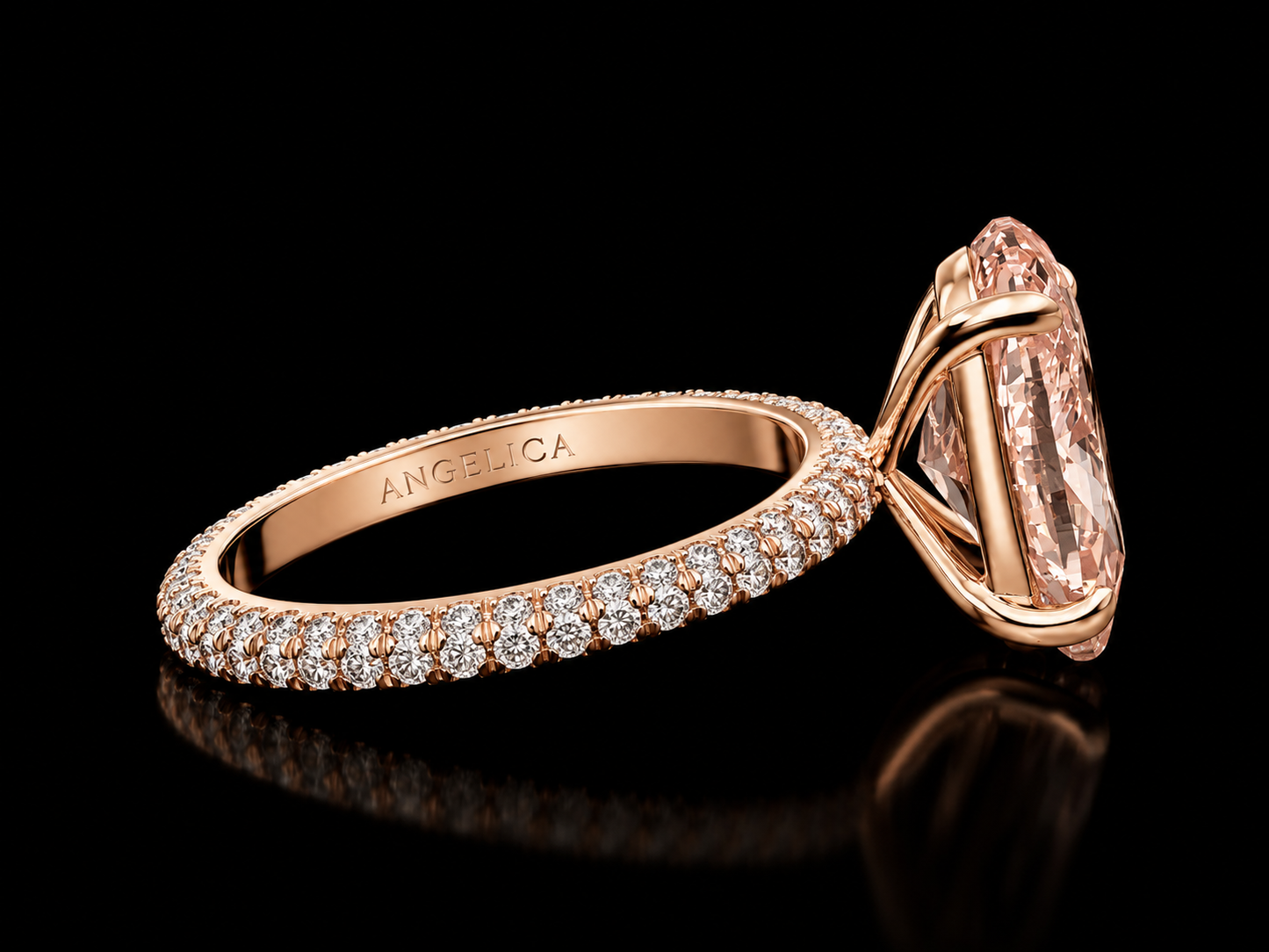 4 CT IGI Certified Light Pink Diamond Engagement Ring in 18kt Rose Gold