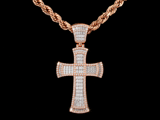 10K ROSE GOLD DIAMOND CROSS PENDANT