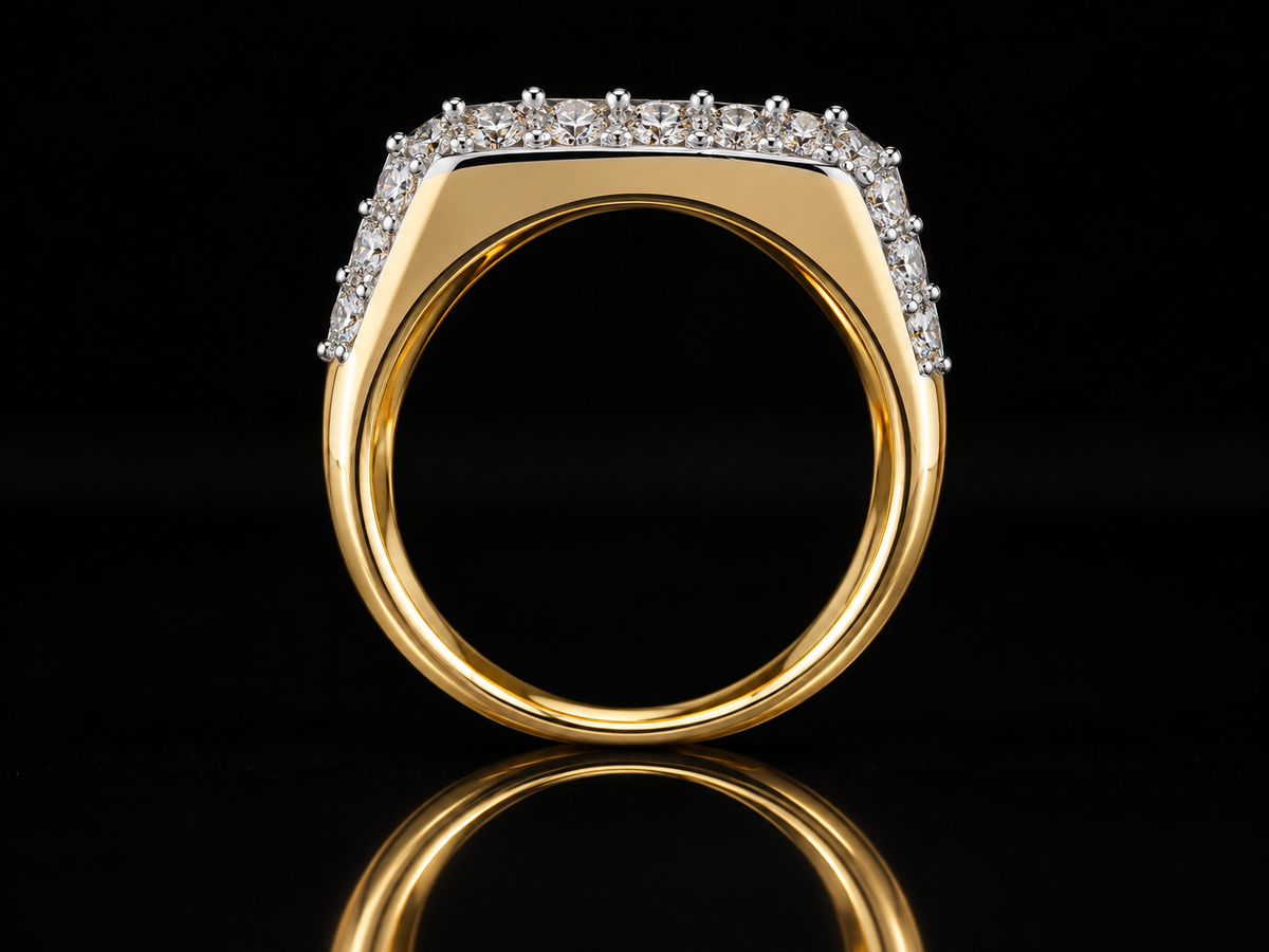 Men’s 14K Two-Tone Yellow & White Gold Diamond Signet Ring