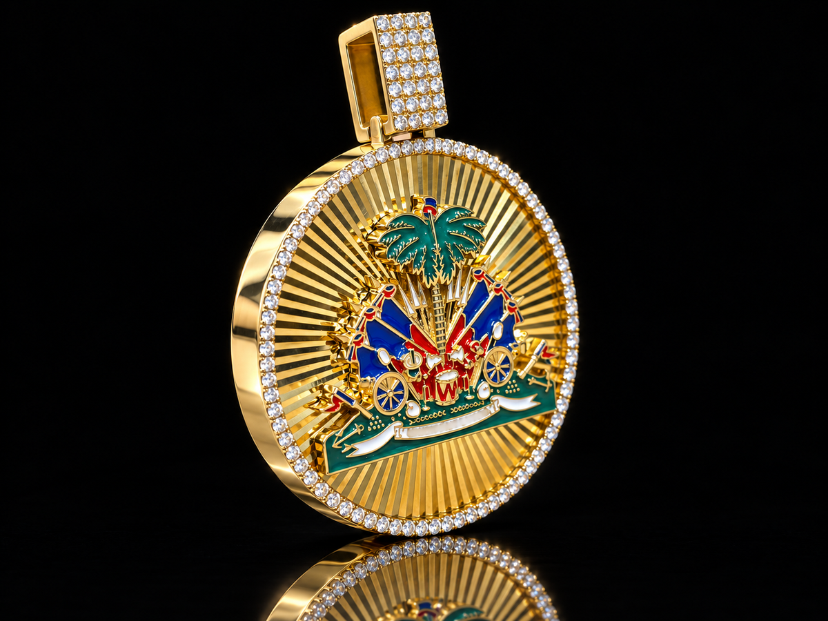 Haiti Independence Natural Diamond & Enamel Pendant