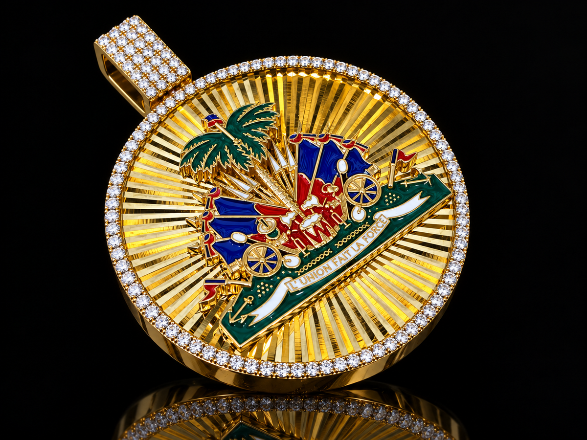 Haiti Independence Natural Diamond & Enamel Pendant