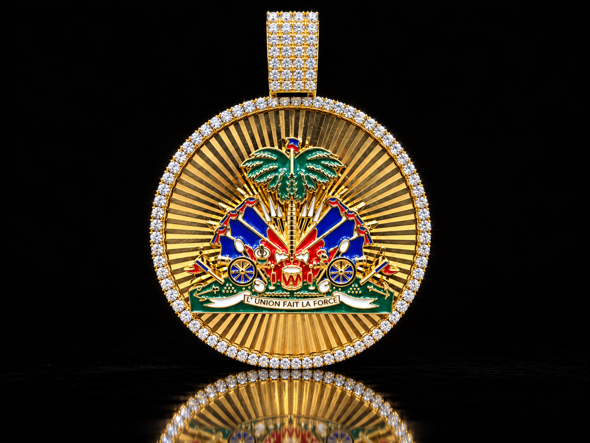 Haiti Independence Natural Diamond & Enamel Pendant
