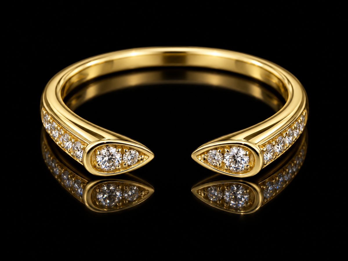 14K Yellow Gold Bypass Diamond Ring