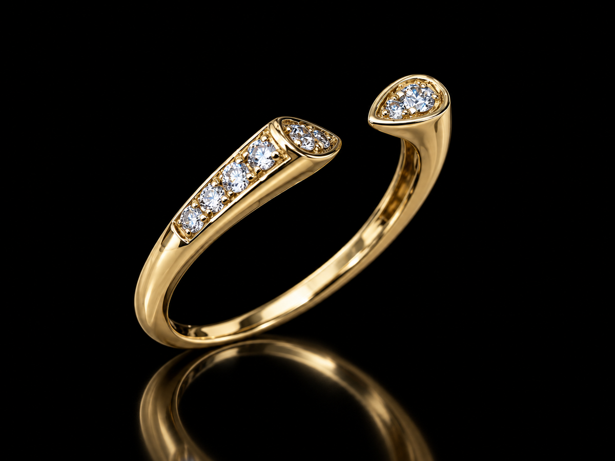 14K Yellow Gold Bypass Diamond Ring