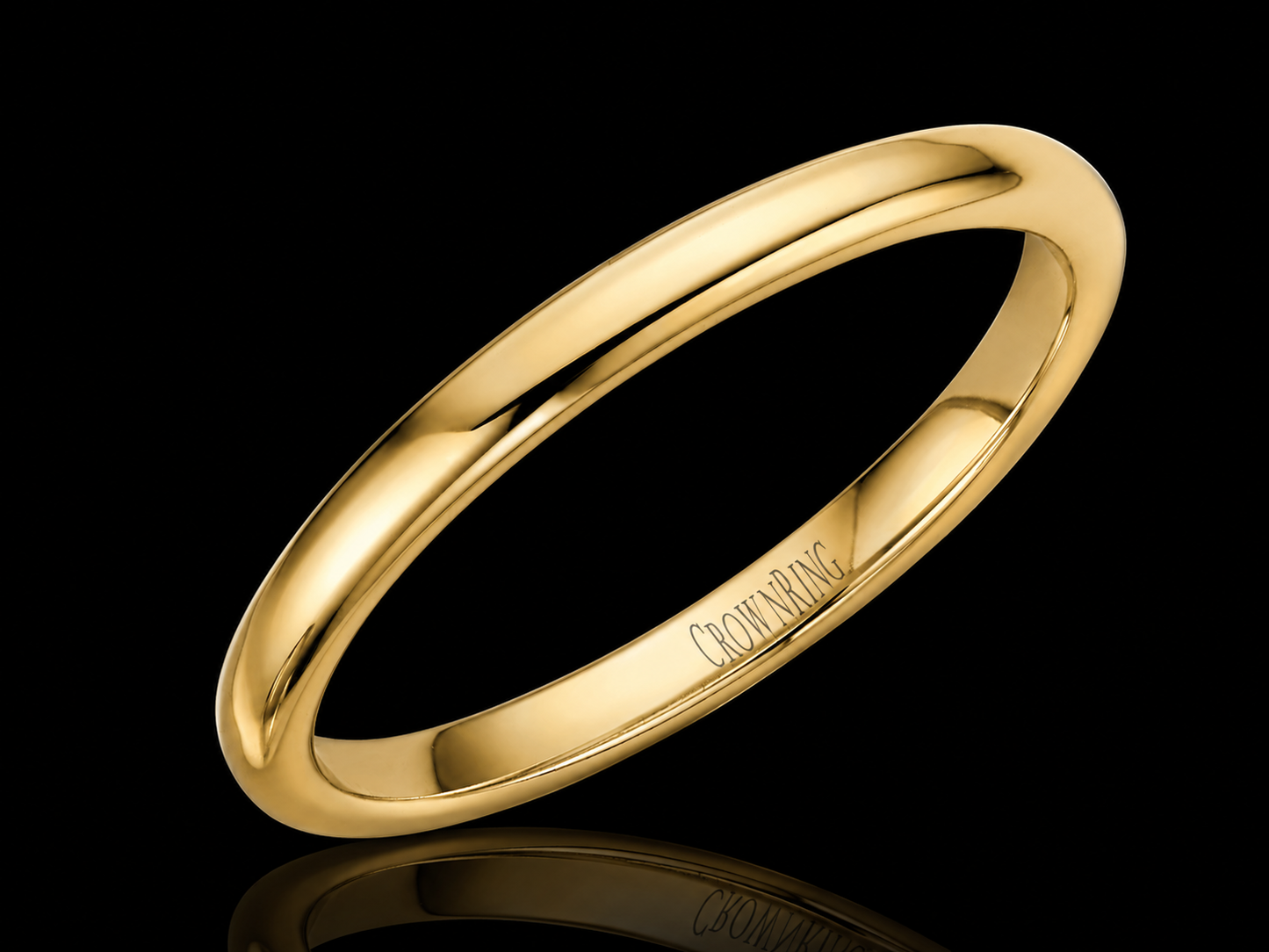 2mm Comfort-Fit Gold Wedding Band – Classic Polished Finish