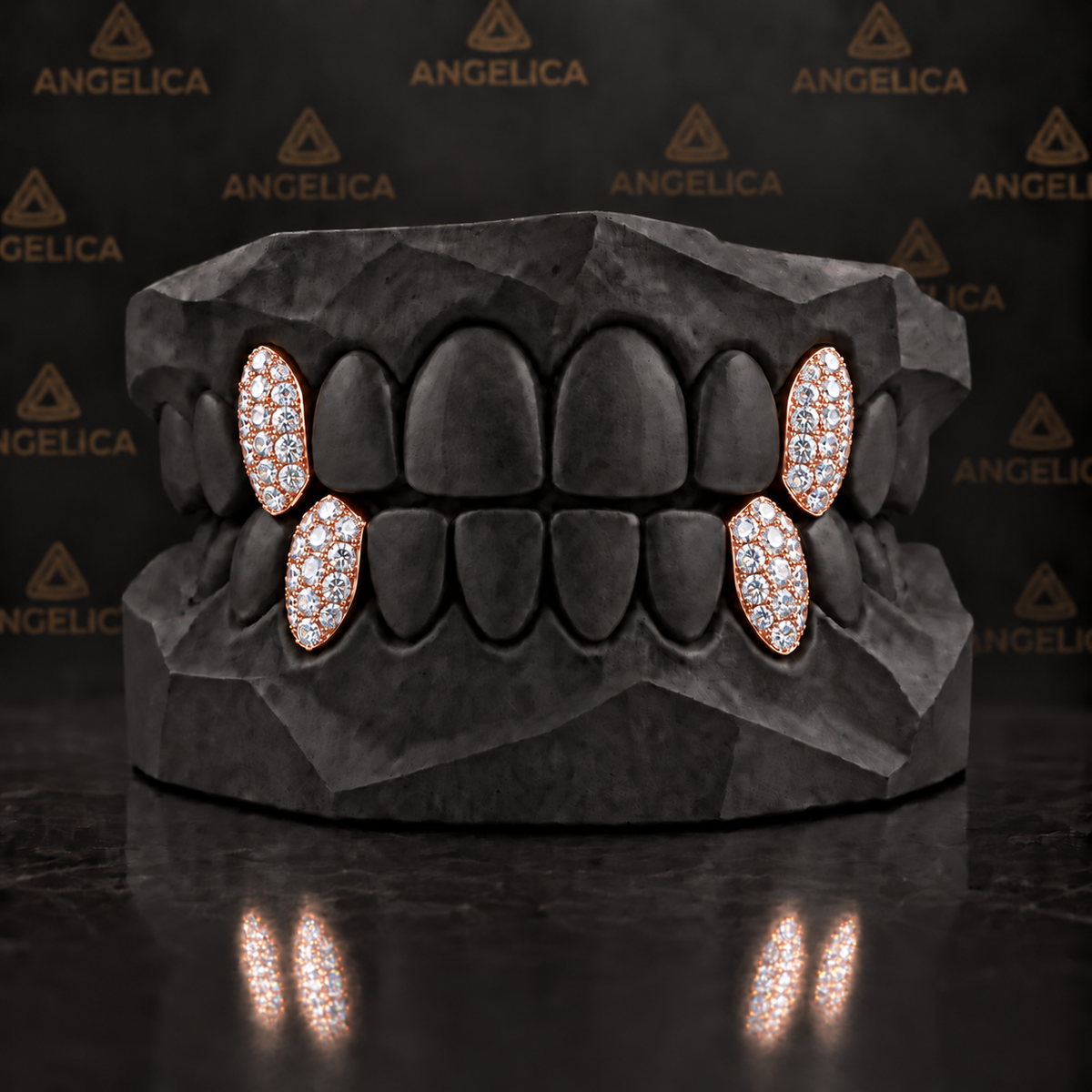 Diamond Fangs Grillz with Back Bar Angelica Jewellers