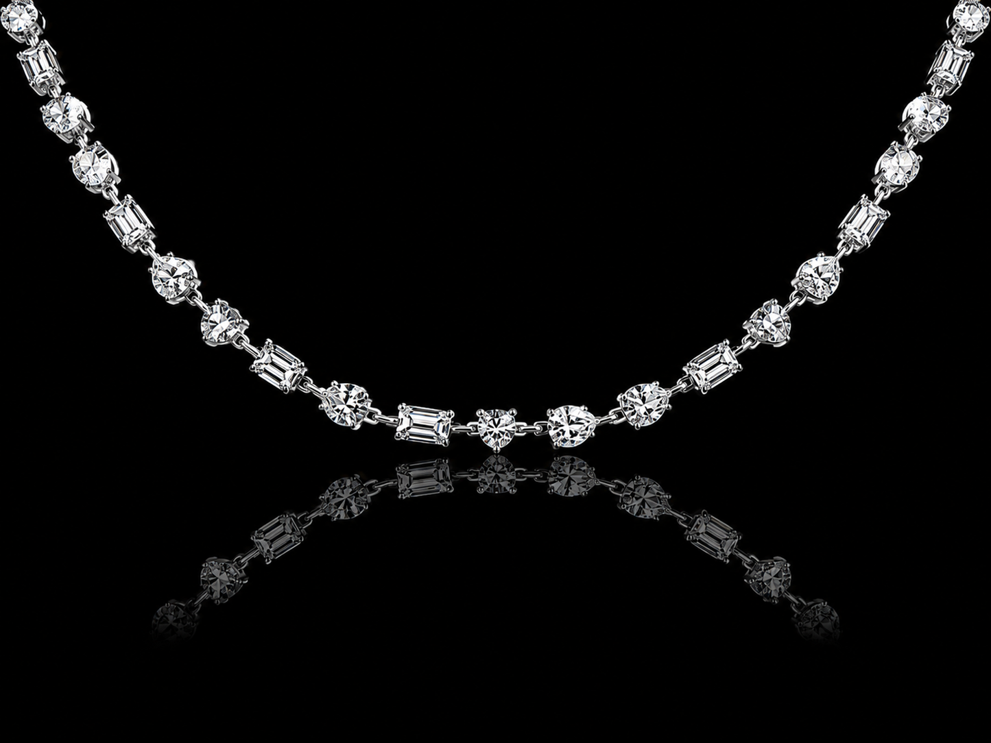 14KT White Gold Floral Tennis Necklace – 8.28 CT Lab Grown Diamond Floral Station Necklace (Copy) Angelica Jewellers