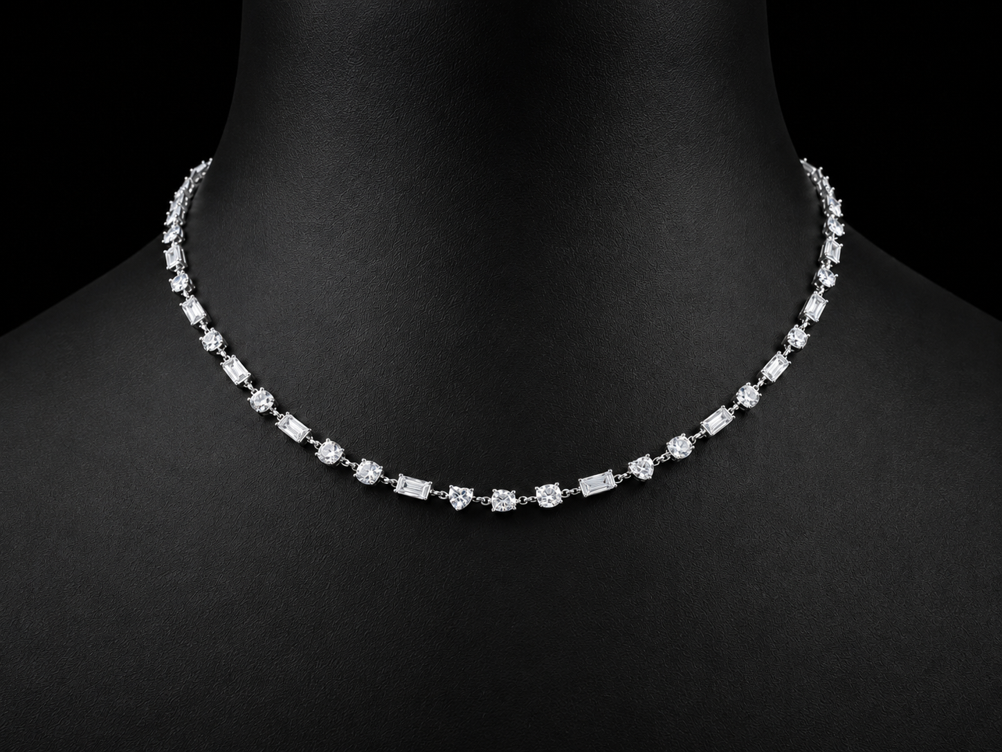 14KT White Gold Floral Tennis Necklace – 8.28 CT Lab Grown Diamond Floral Station Necklace (Copy) Angelica Jewellers