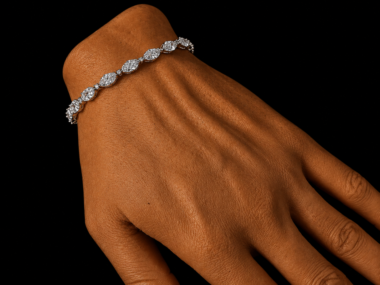 14K Gold 5.18 CTW Lab-Grown Marquise Diamond Tennis Bracelet – F+ VS–VVS – 7" (Copy) (Copy) Angelica Jewellers