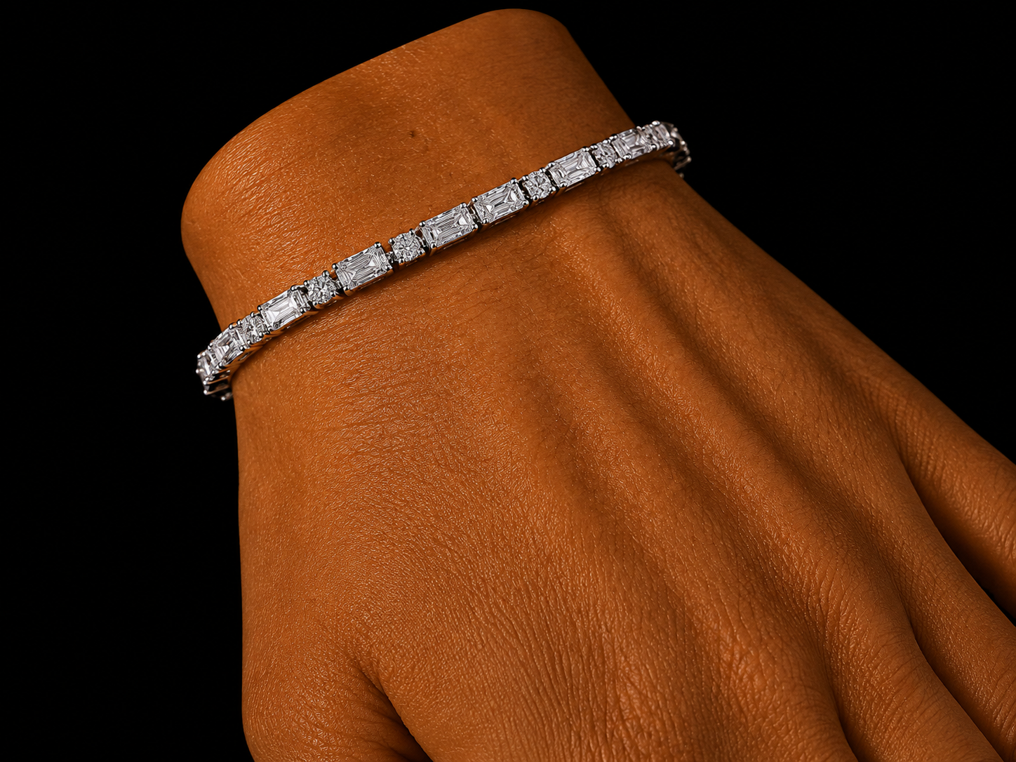 14K Gold 6.84 CTW Lab-Grown Elongated Radiant &amp; Round Diamond Tennis Bracelet – F+ VS–VVS (Copy) Angelica Jewellers