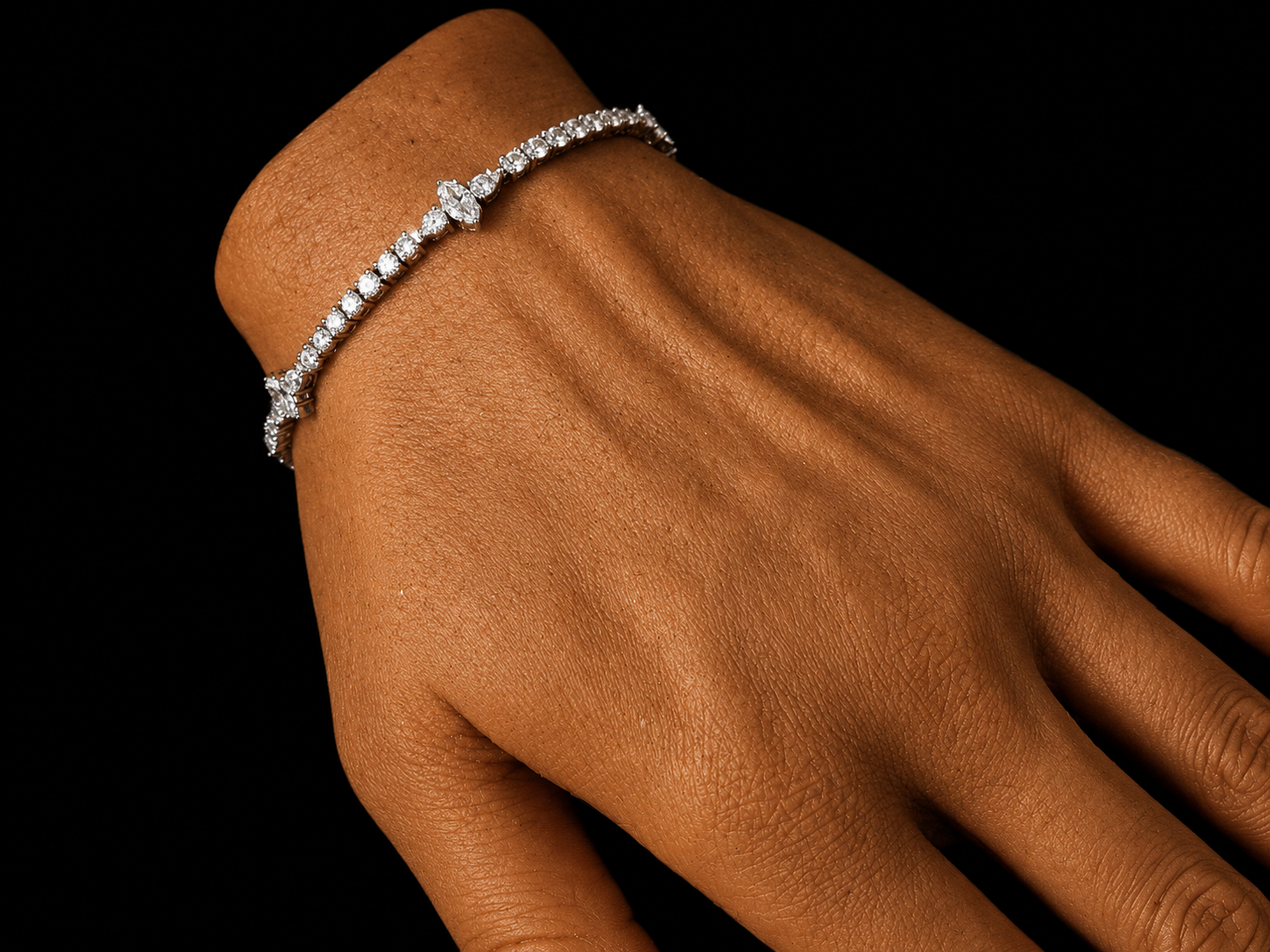 14K Gold 5.66 CTW Lab-Grown Diamond Marquise &amp; Pear Station Tennis Bracelet – 7" (Copy) Angelica Jewellers