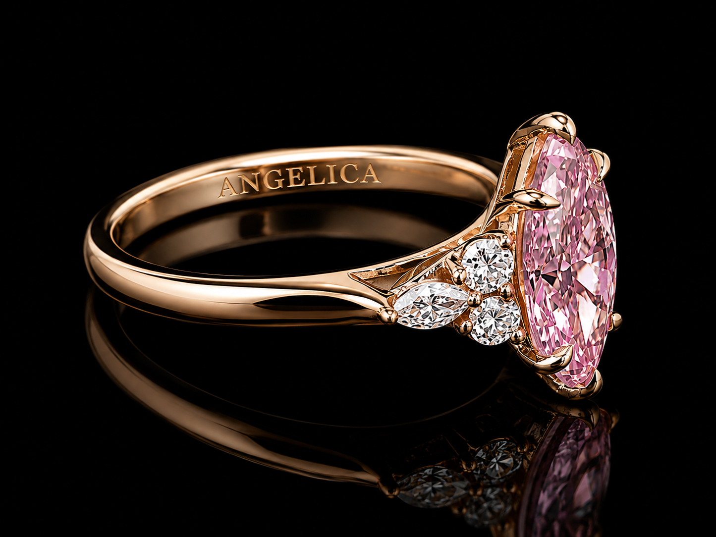 18K White Gold Trilogy Engagement Ring with 3.00 CT Elongated Cushion-Cut Diamond (Copy) (Copy) Angelica Jewellers