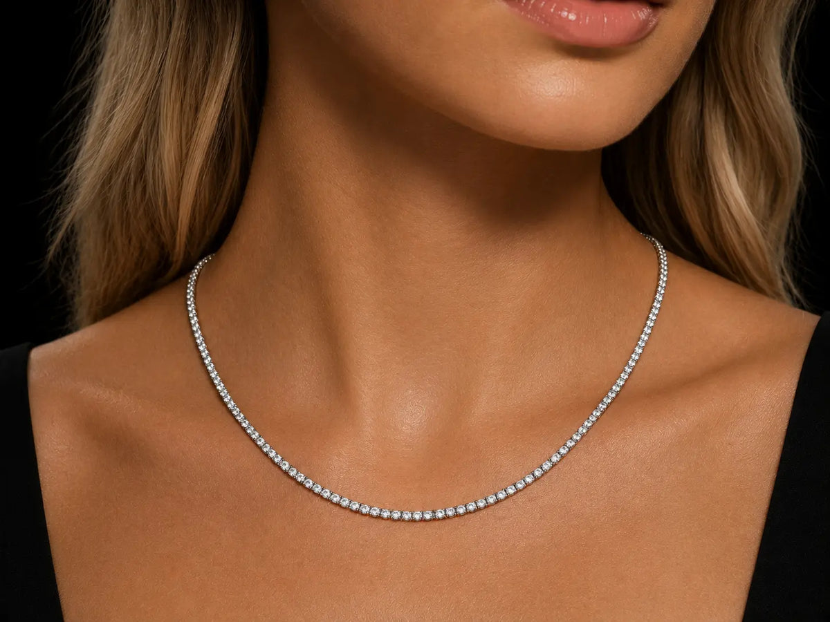 14K White Gold Classic Diamond Tennis Necklace –2.6mm -5 pts Angelica Jewellers X Waves