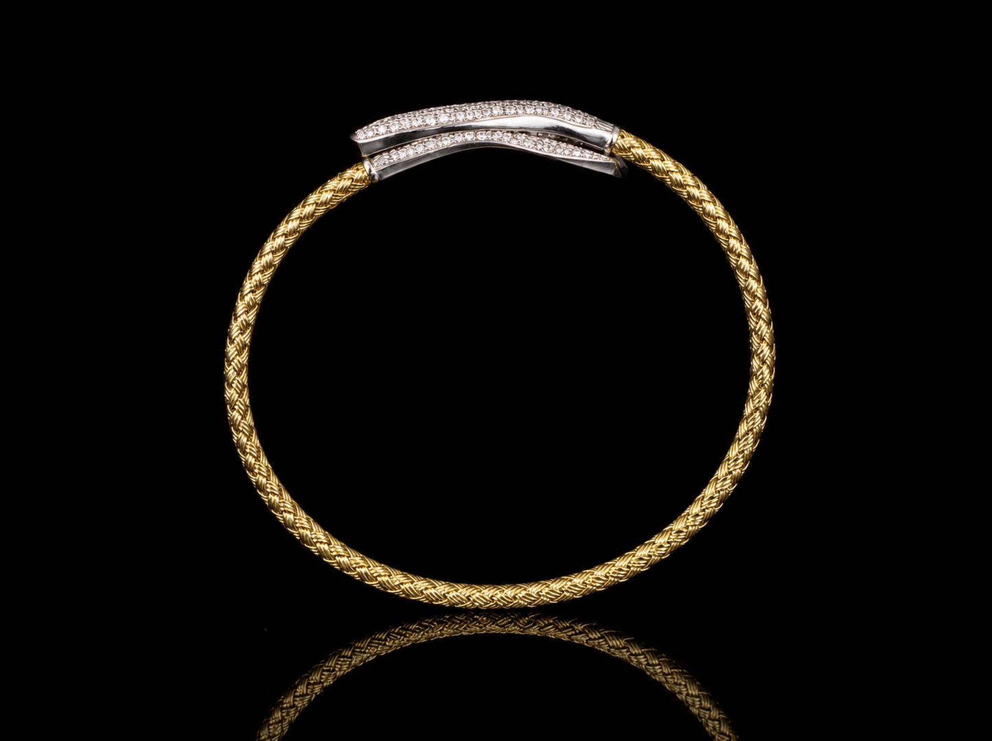 14K Two-Tone Gold Flexible Snake Bangle with 0.90 CT Diamonds Angelica Jewellers