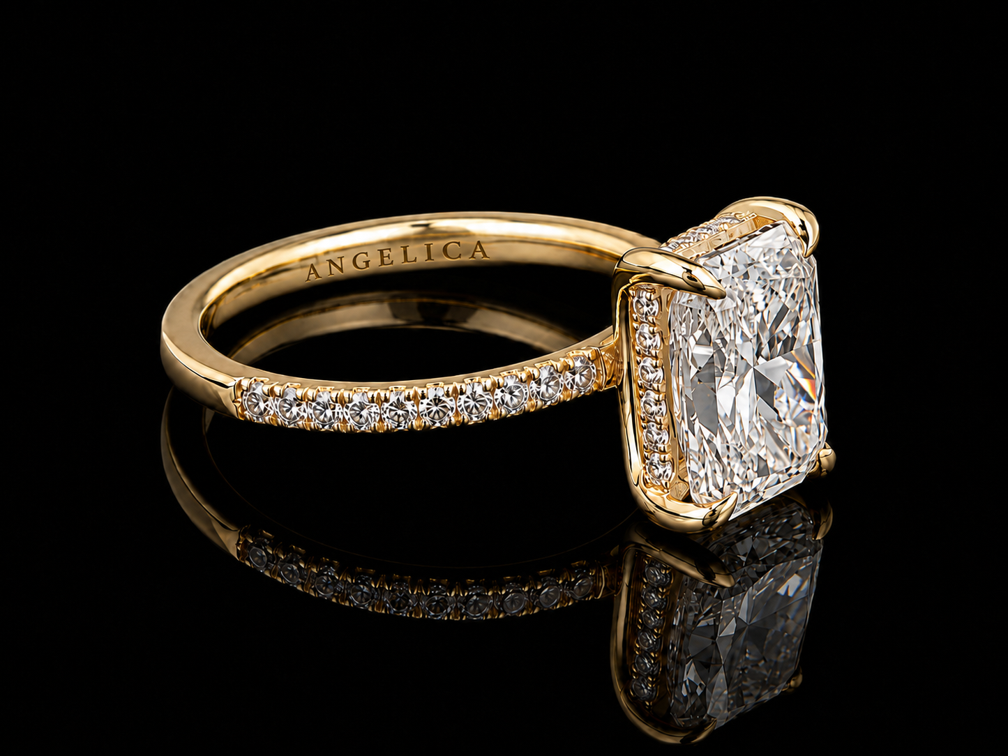 4.68 CT IGI Certified E VS1 Lab-Grown Diamond Engagement Ring with 0.21 CT Hidden Chevron Halo (Copy) Angelica Jewellers