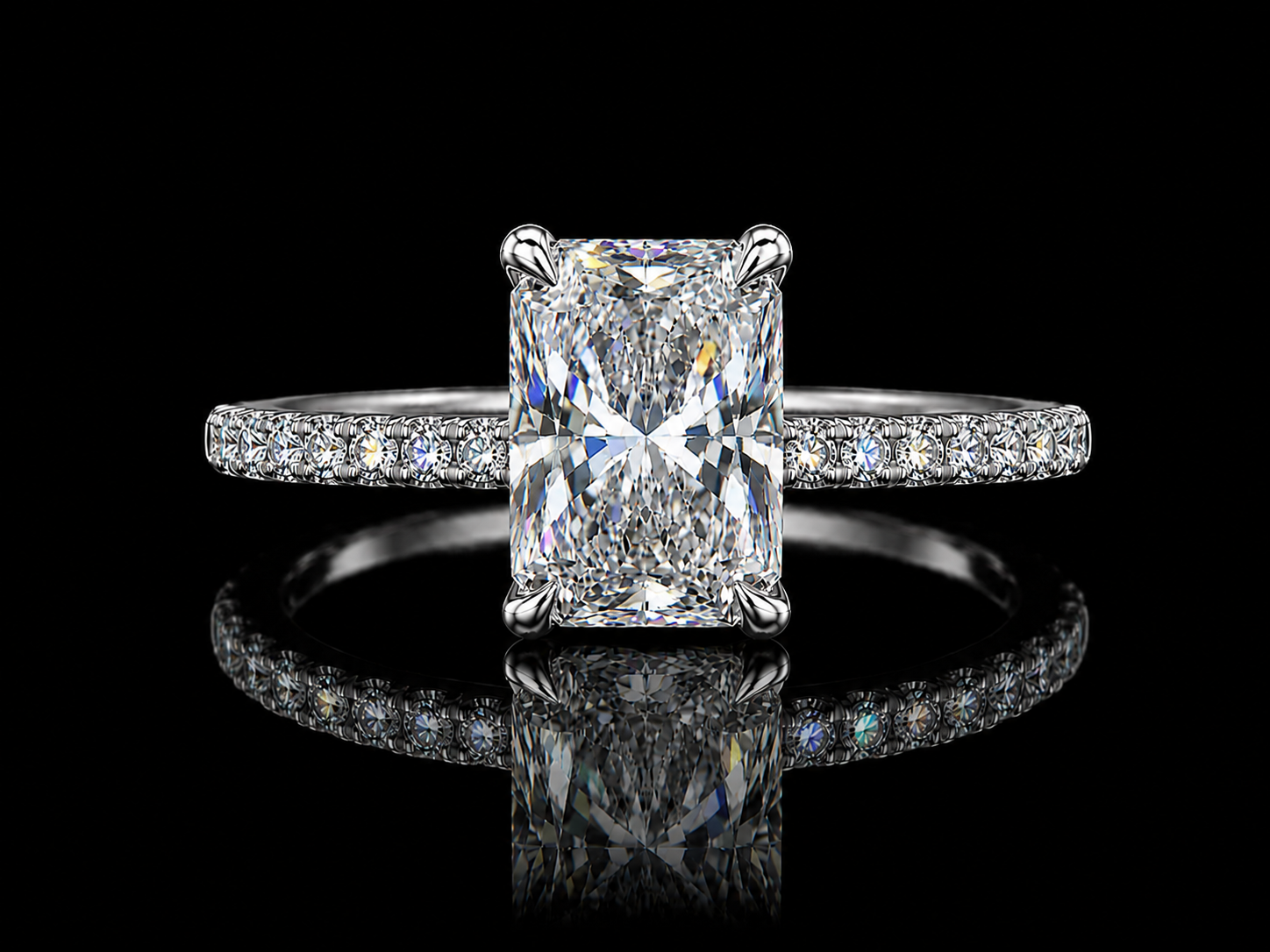 4.68 CT IGI Certified E VS1 Lab-Grown Diamond Engagement Ring with 0.21 CT Hidden Chevron Halo (Copy) Angelica Jewellers