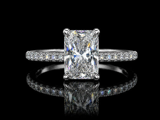 4.68 CT IGI Certified E VS1 Lab-Grown Diamond Engagement Ring with 0.21 CT Hidden Chevron Halo (Copy) Angelica Jewellers