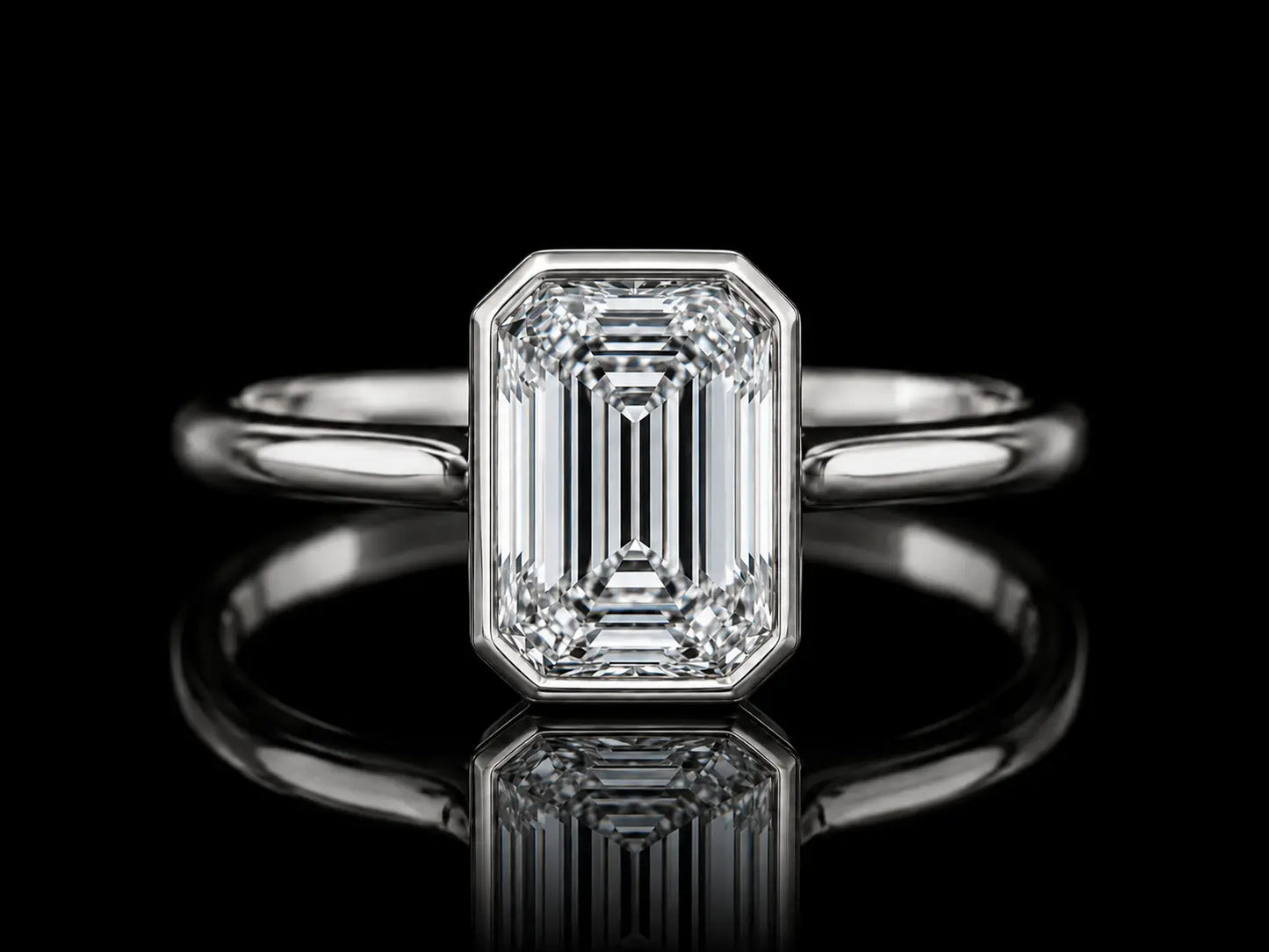 14K Yellow Gold Emerald-Cut Bezel Engagement Ring – 2.09 CT E VVS2 IGI Certified Lab Grown Diamond Angelica Jewellers