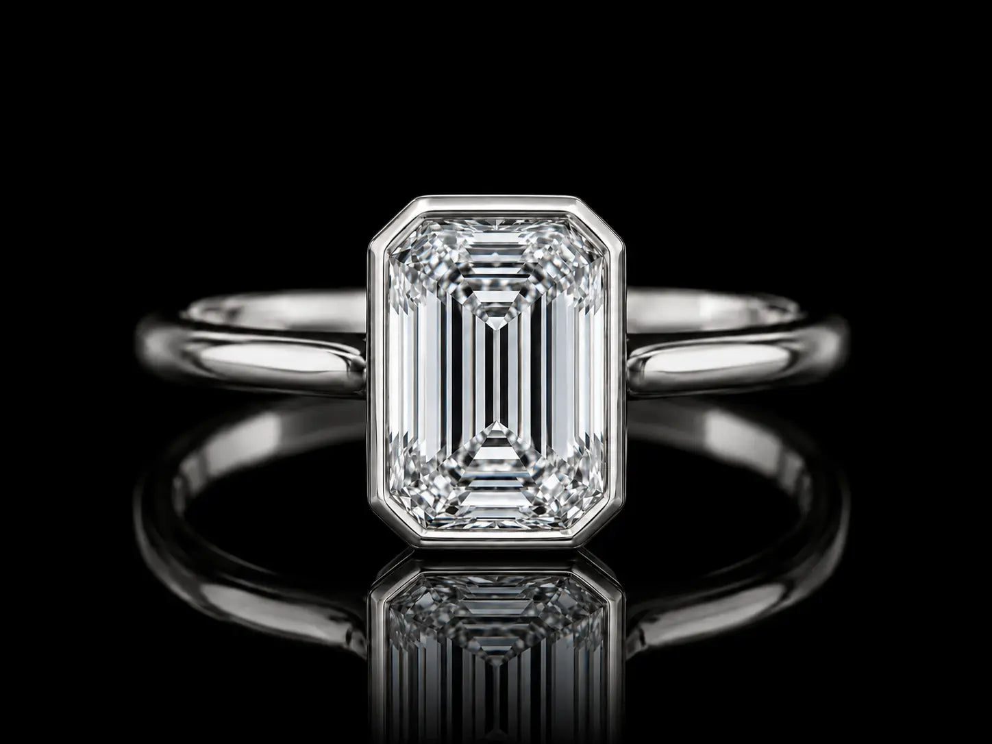 14K Yellow Gold Emerald-Cut Bezel Engagement Ring – 2.09 CT E VVS2 IGI Certified Lab Grown Diamond Angelica Jewellers