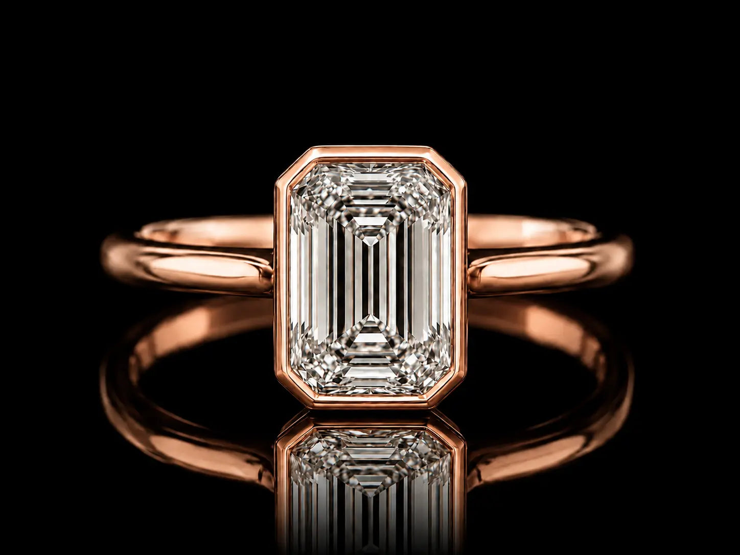 14K Yellow Gold Emerald-Cut Bezel Engagement Ring – 2.09 CT E VVS2 IGI Certified Lab Grown Diamond Angelica Jewellers