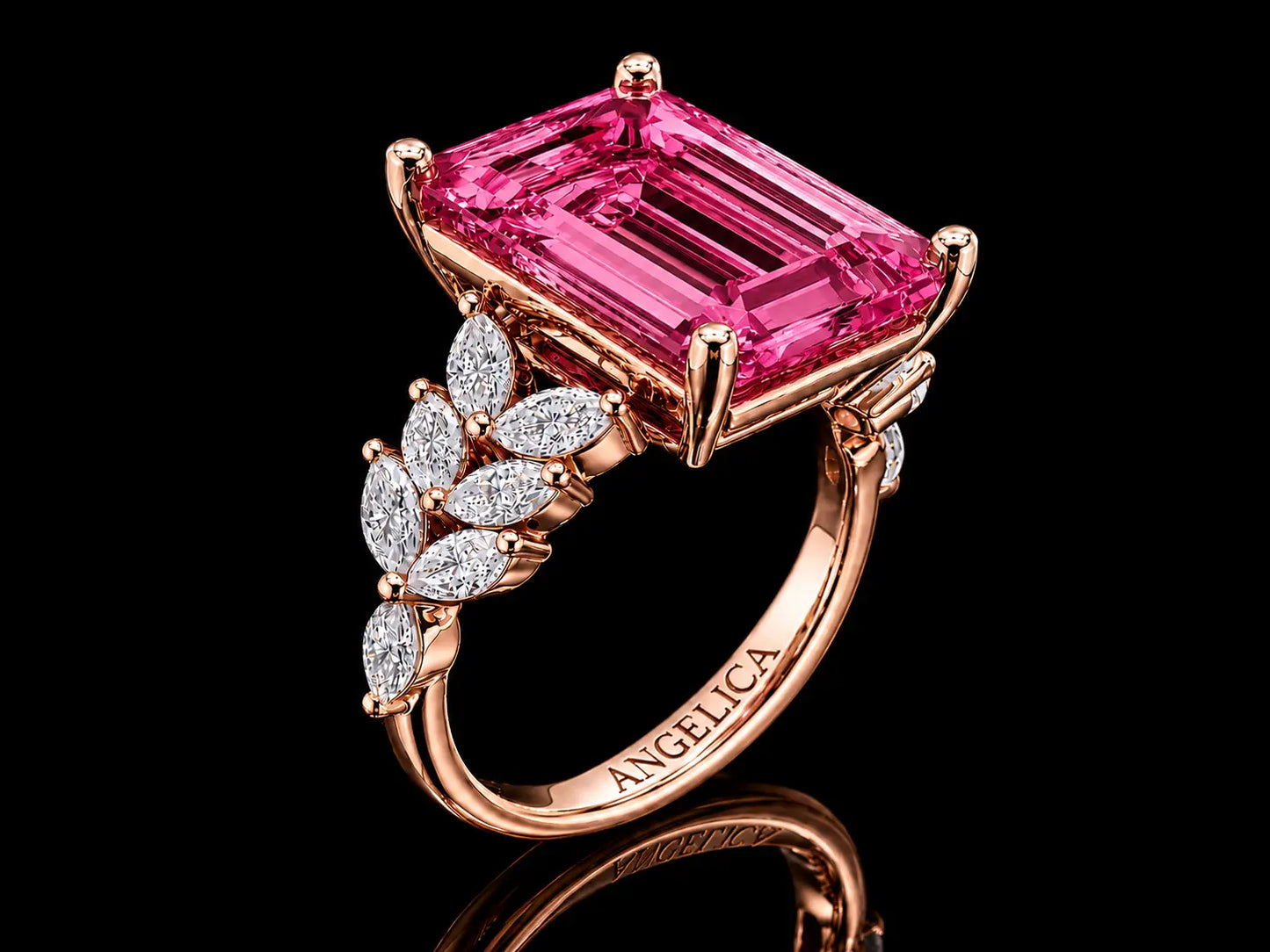 18K Yellow Gold 6.60CT  Lab-Grown Colombian Emerald & 0.85CT Marquise Diamond Engagement Ring Angelica Jewellers