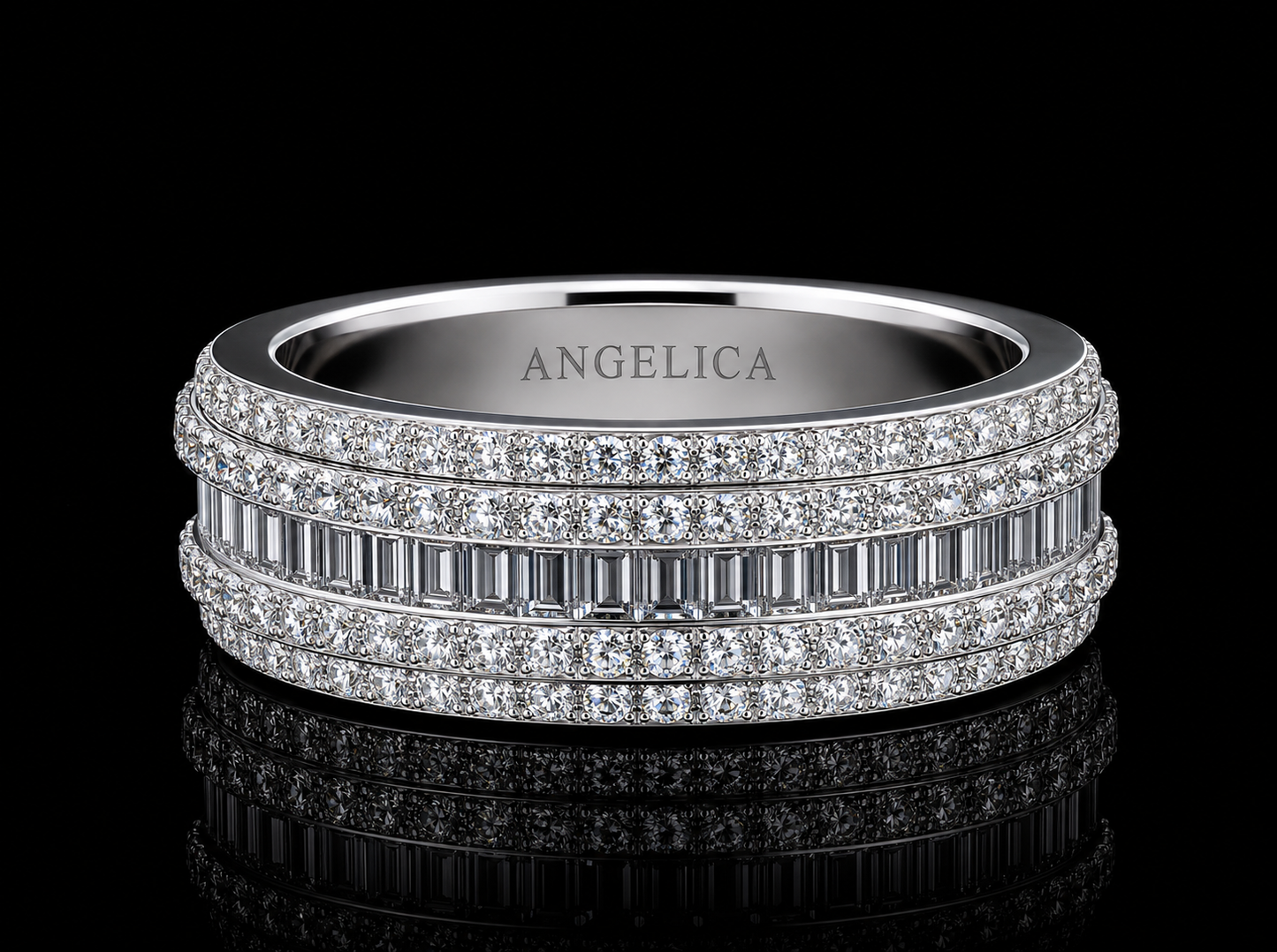 Gold or Platinum Diamond Band with Round Brilliant & Baguette Diamonds – 2.93 Carats