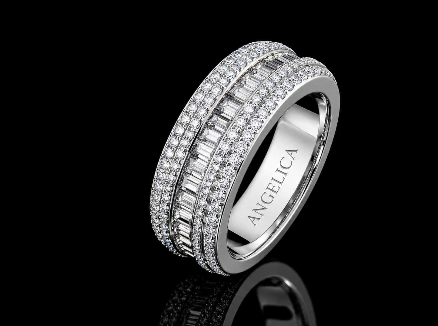 Gold or Platinum Diamond Band with Round Brilliant & Baguette Diamonds – 2.93 Carats