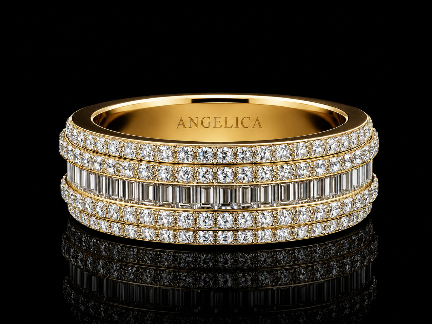 Gold or Platinum Diamond Band with Round Brilliant & Baguette Diamonds – 2.93 Carats