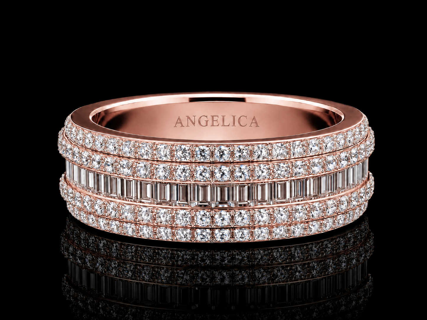 Gold or Platinum Diamond Band with Round Brilliant & Baguette Diamonds – 2.93 Carats