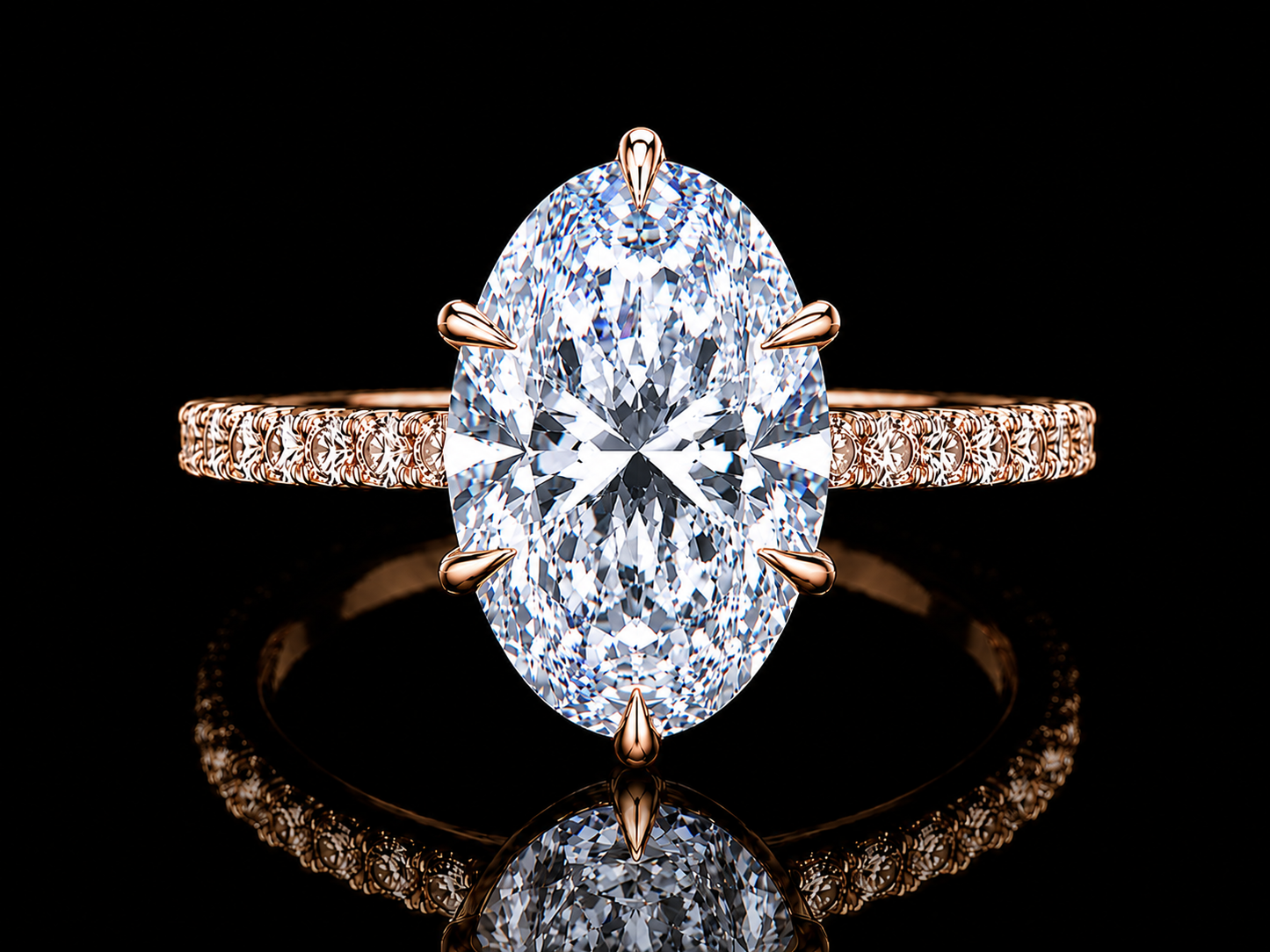 3.50 CT Oval Diamond Tulip Basket Engagement Ring