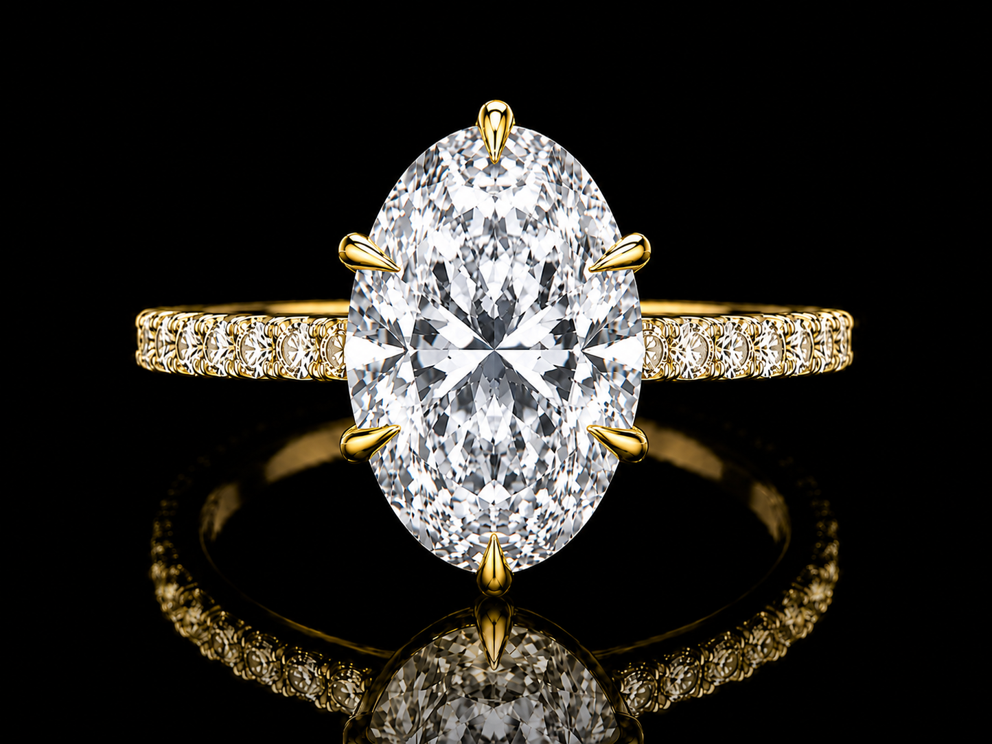 3.50 CT Oval Diamond Tulip Basket Engagement Ring