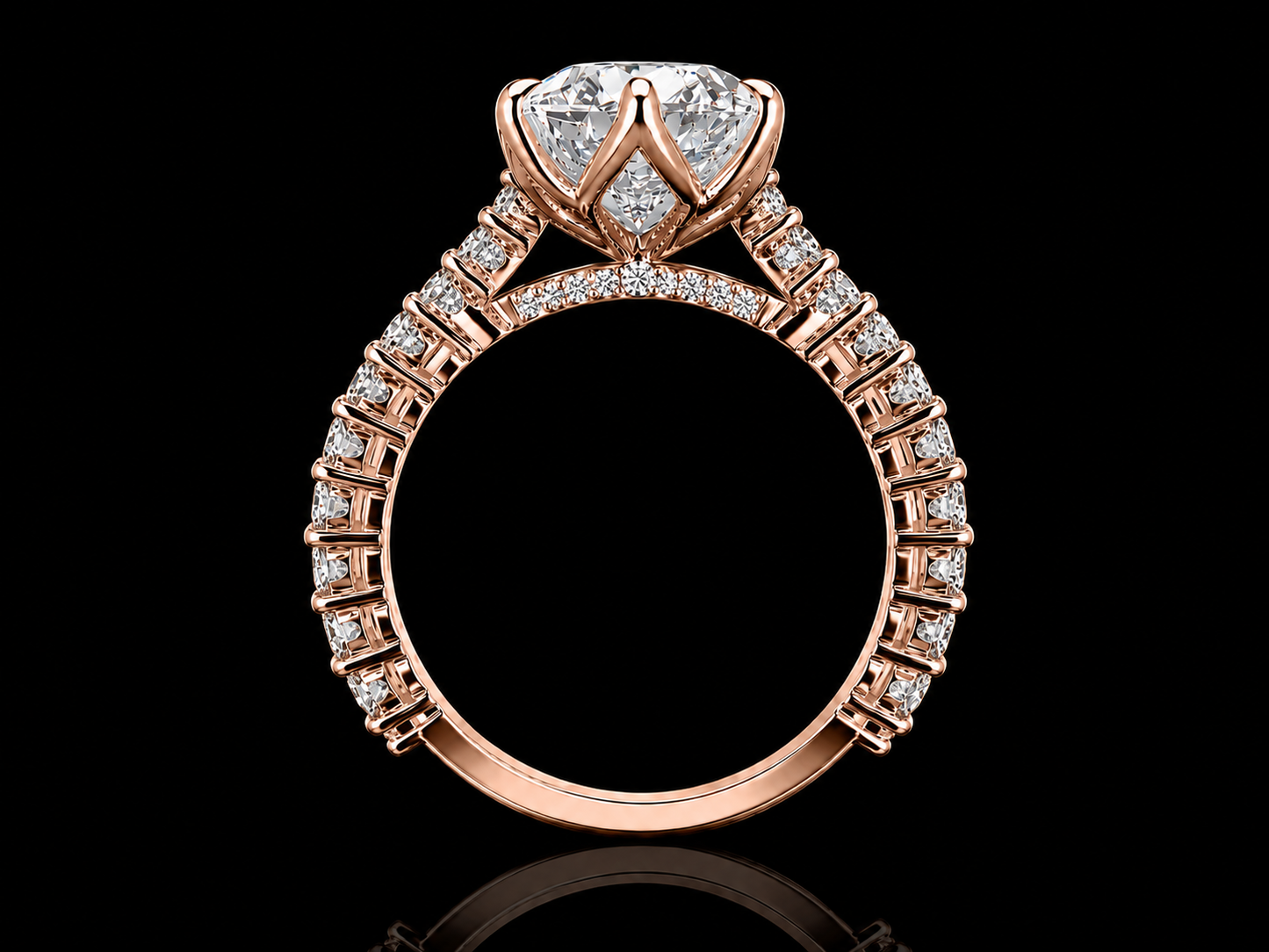 3.50 CT Oval Diamond Tulip Basket Engagement Ring