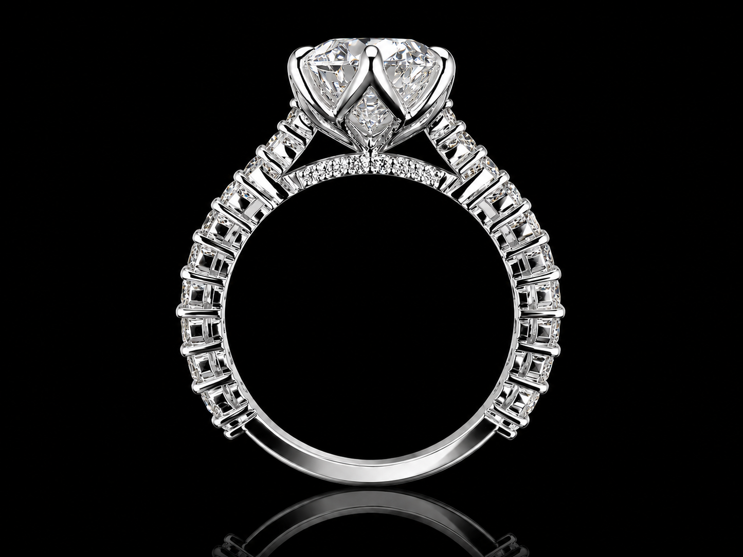 3.50 CT Oval Diamond Tulip Basket Engagement Ring