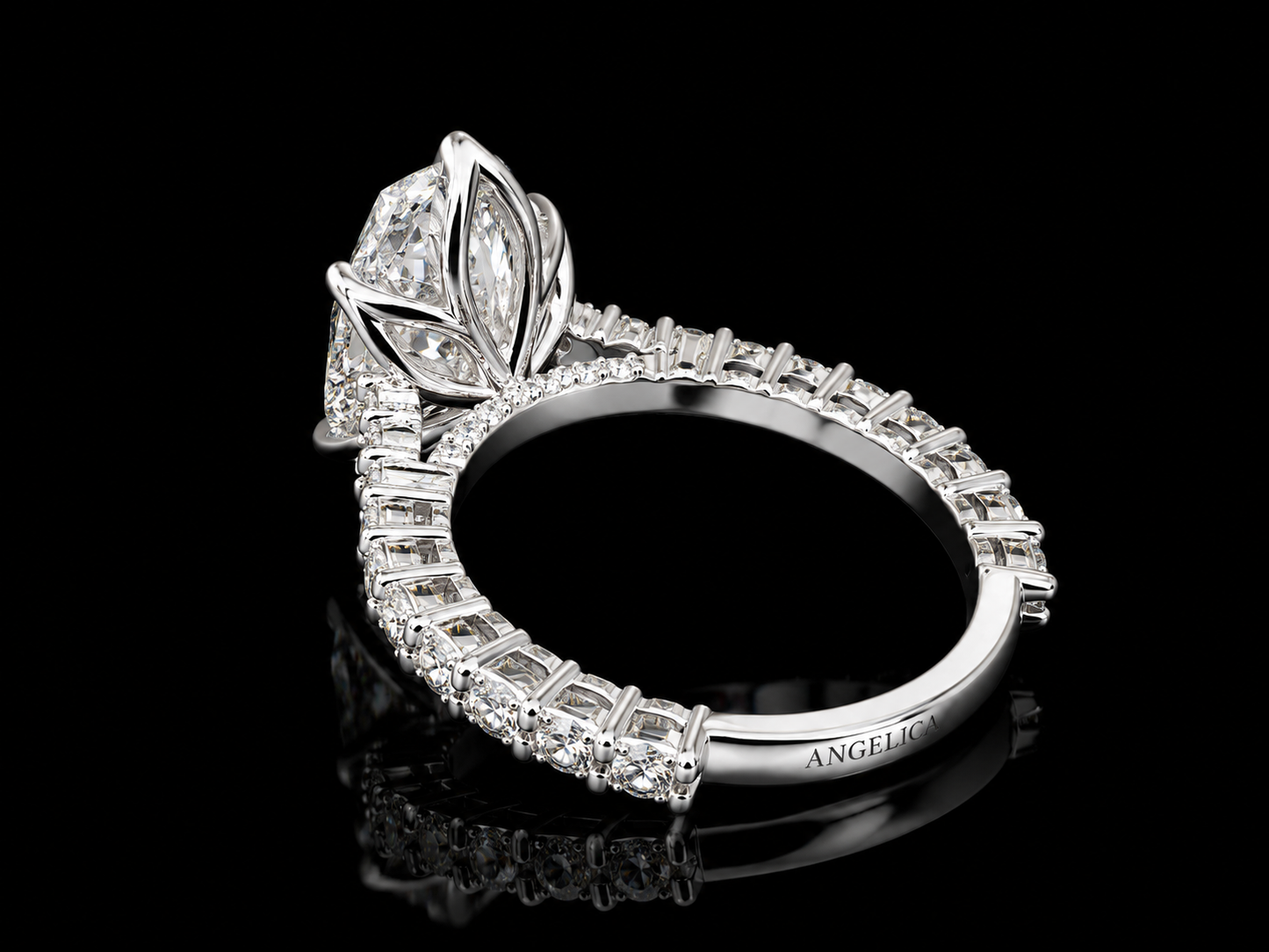 3.50 CT Oval Diamond Tulip Basket Engagement Ring