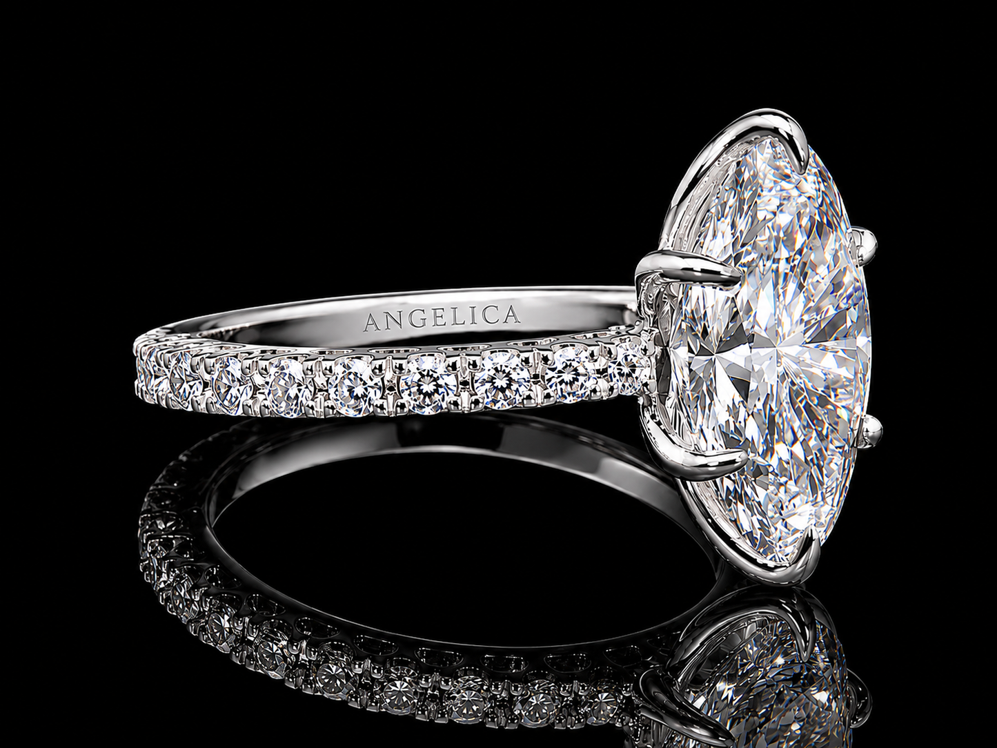 3.50 CT Oval Diamond Tulip Basket Engagement Ring