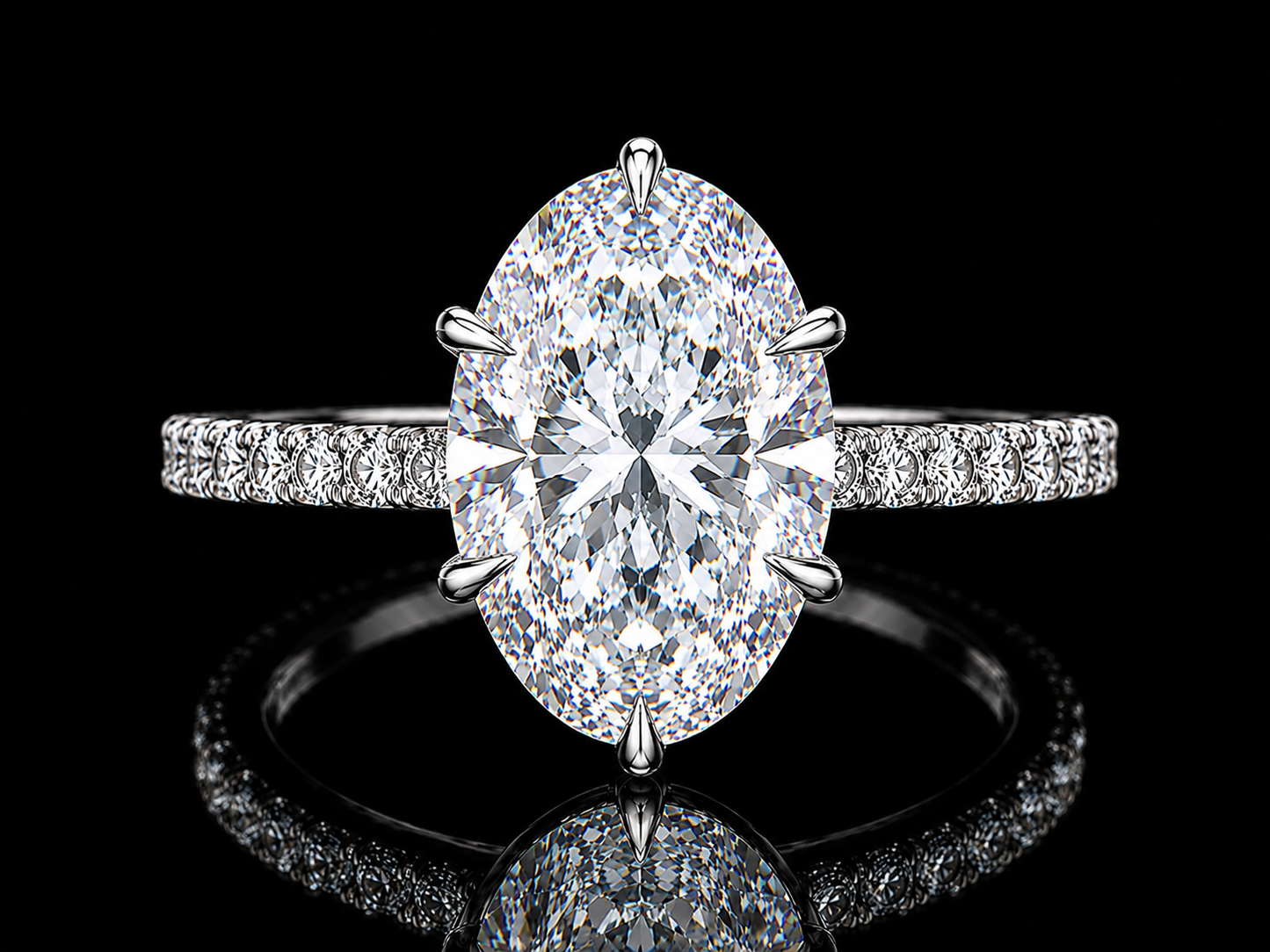 3.50 CT Oval Diamond Tulip Basket Engagement Ring