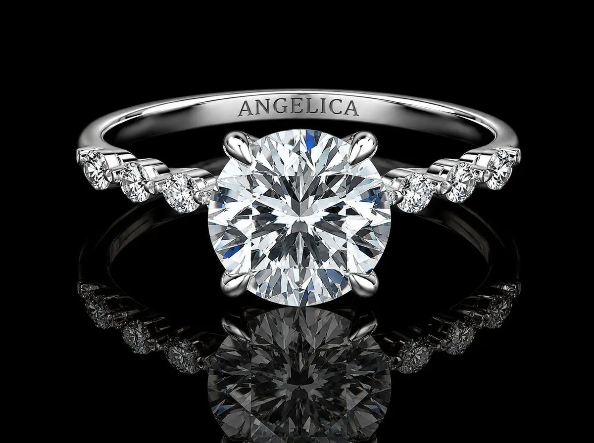 14K White Gold IGI Certified 3.00 CT Round Brilliant Diamond Engagement Ring Angelica Jewellers