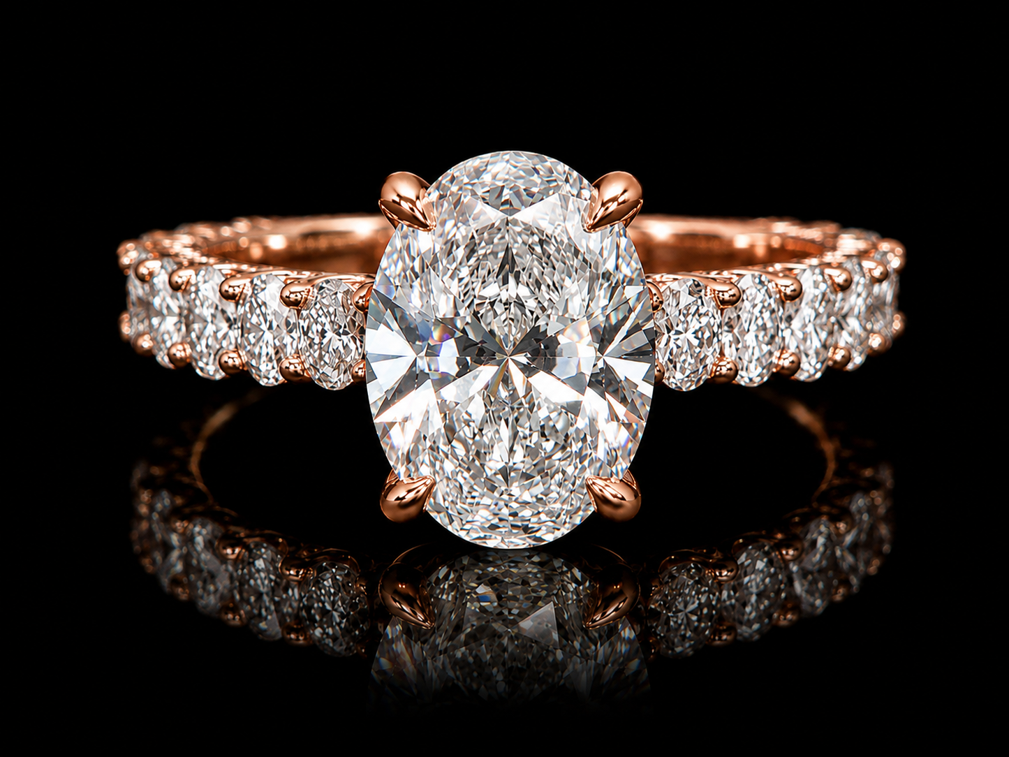 2.53 CT Oval Diamond Engagement Ring in Gold – IGI Certified E VVS2 with Oval Diamond Band