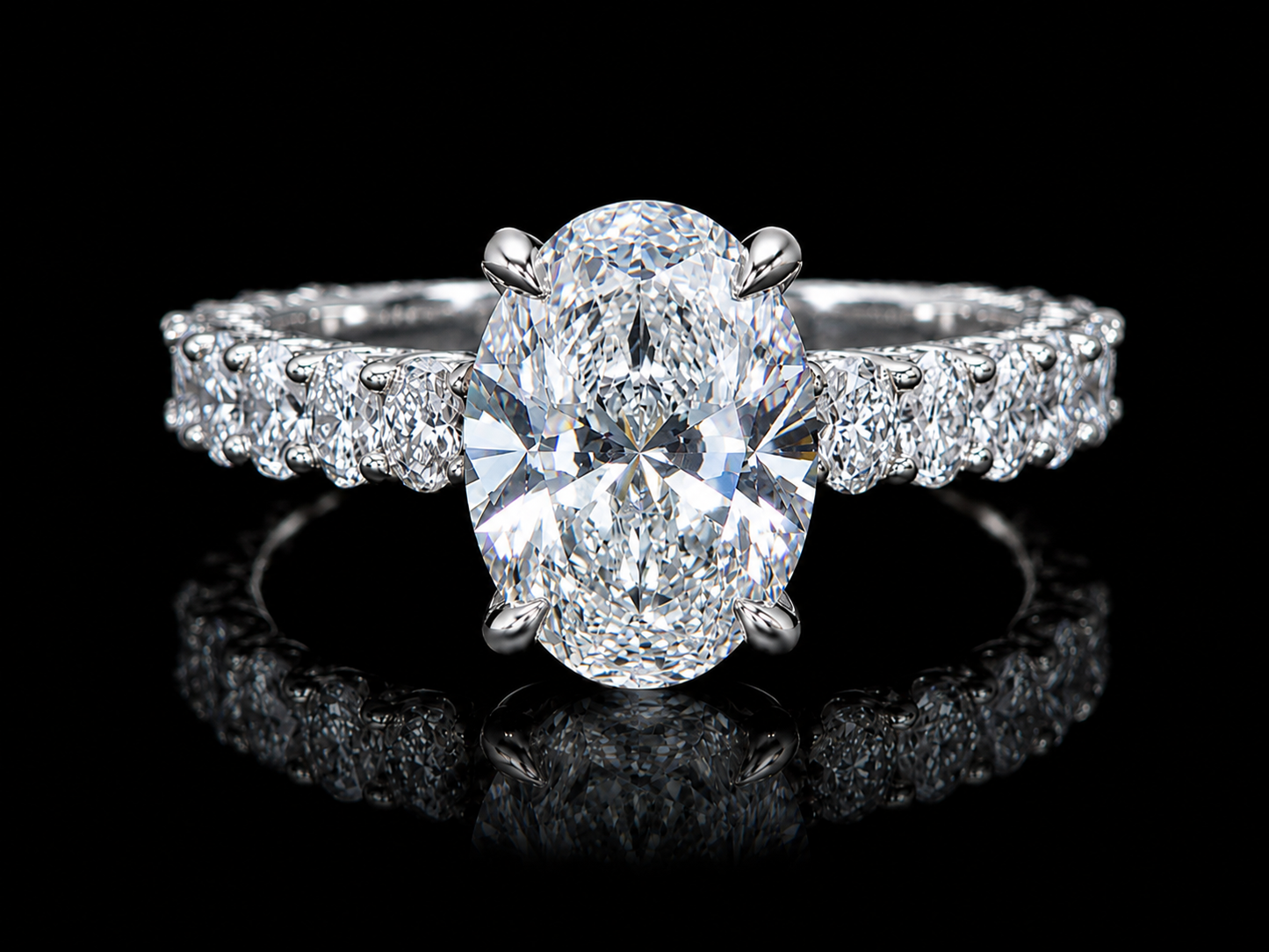 2.53 CT Oval Diamond Engagement Ring in Gold – IGI Certified E VVS2 with Oval Diamond Band